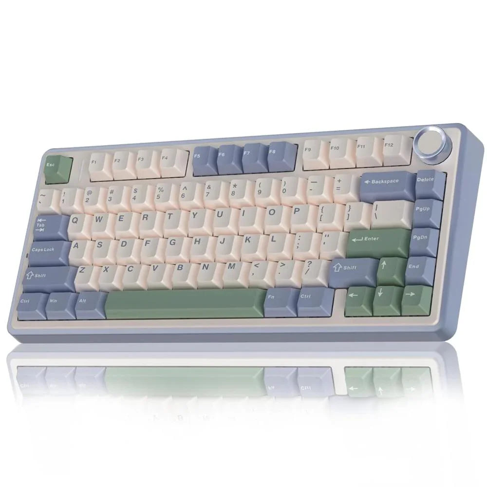 AULA F75 75% Wireless Mechanical Keyboard 2.4GHz/Type-C/Bluetooth Gaming Keyboard - (AULA-F75-ice-blue-reaper) - Navgun Global