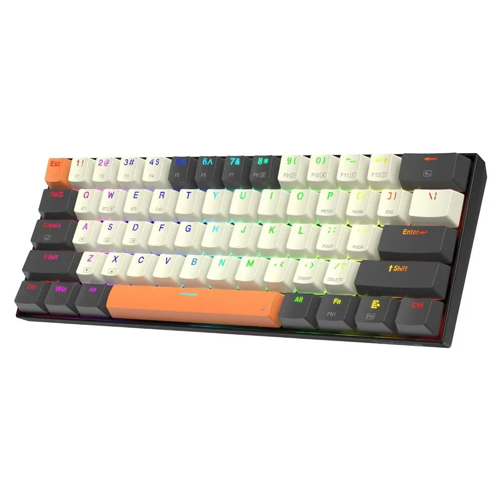 REDRAGON K644 CARAXES PRO (wired/wireless/BT) Keyboard for PC (Cream/Orange/Black) - (K644-CARAXES-PRO) - Navgun Global