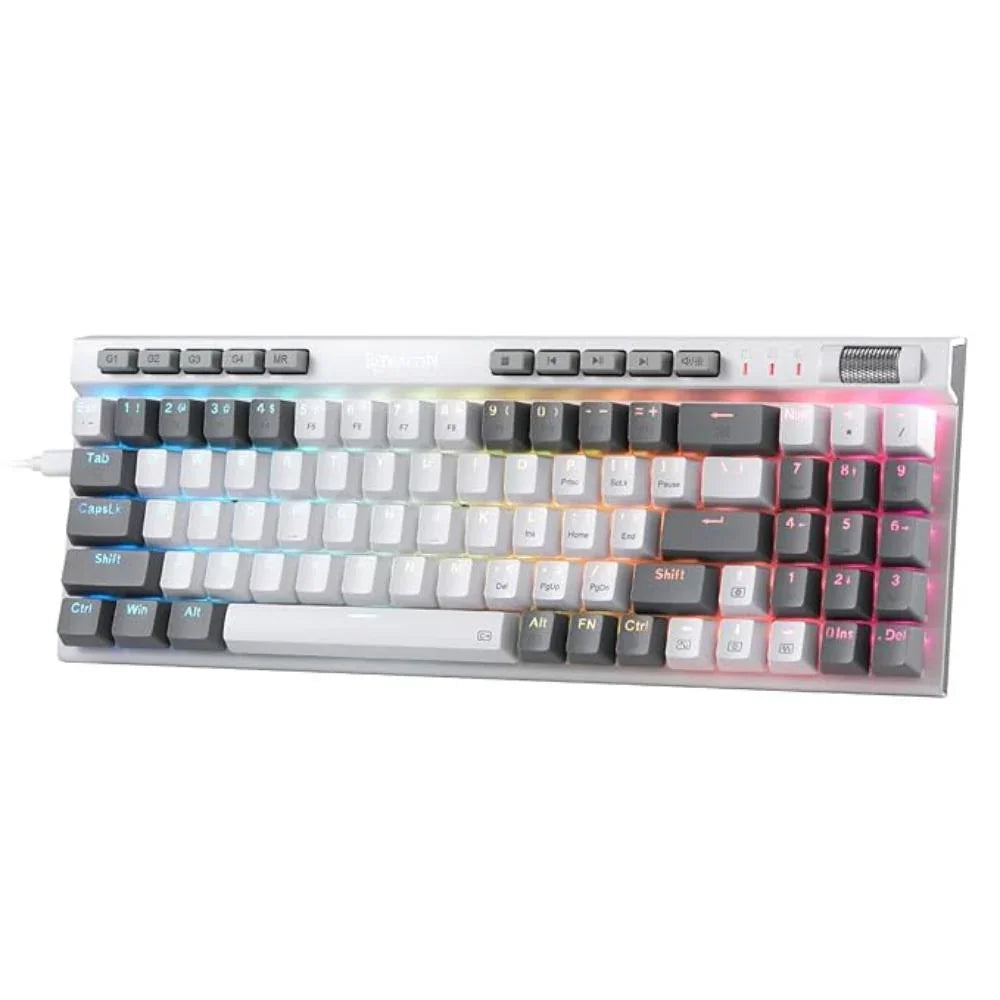 Redragon Magicwand SE K655 75% Wired Mechanical Keyboard White and Grey (Quiet Linear Red Switch) - (MAGIC-WAND-SE-K655) - Navgun Global