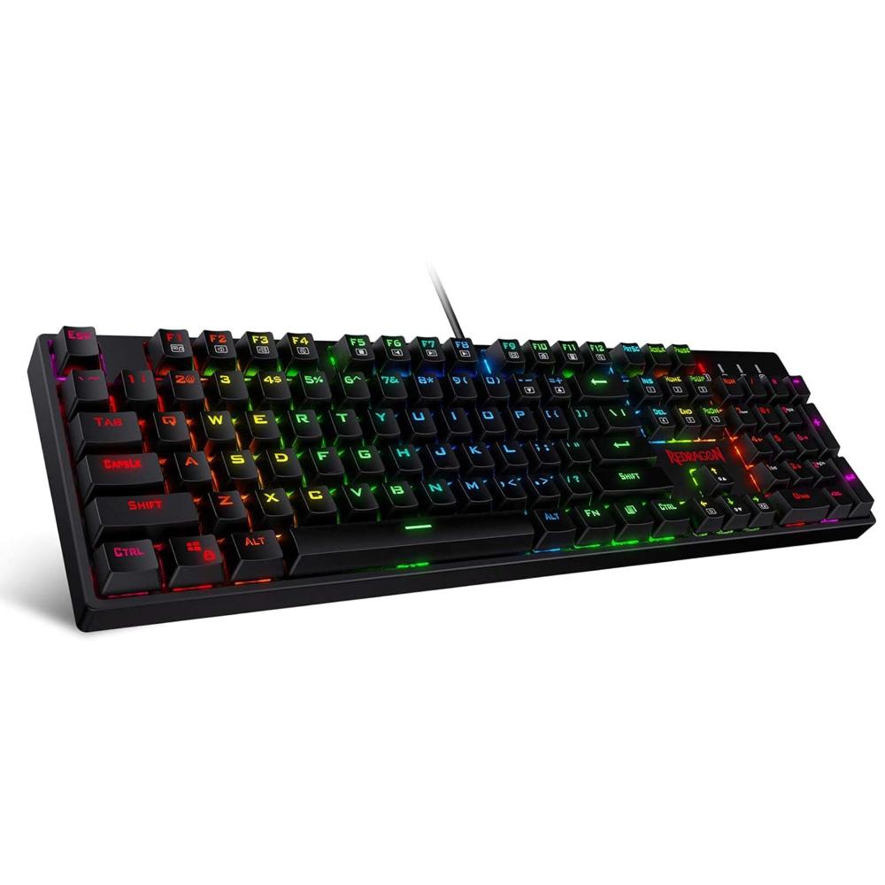 Redragon SURARA K582 RGB LED Backlit Mechanical Gaming Wired Keyboard with 104 Keys-Linear and Quiet-Red Switch, Black - Navgun Global