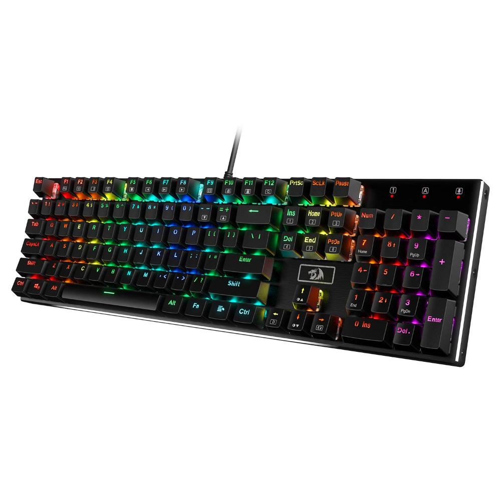 Redragon K556 Devarajas RGB LED Backlit Wired Mechanical Gaming Keyboard, Aluminum Base, 104 Standard Keys - Navgun Global