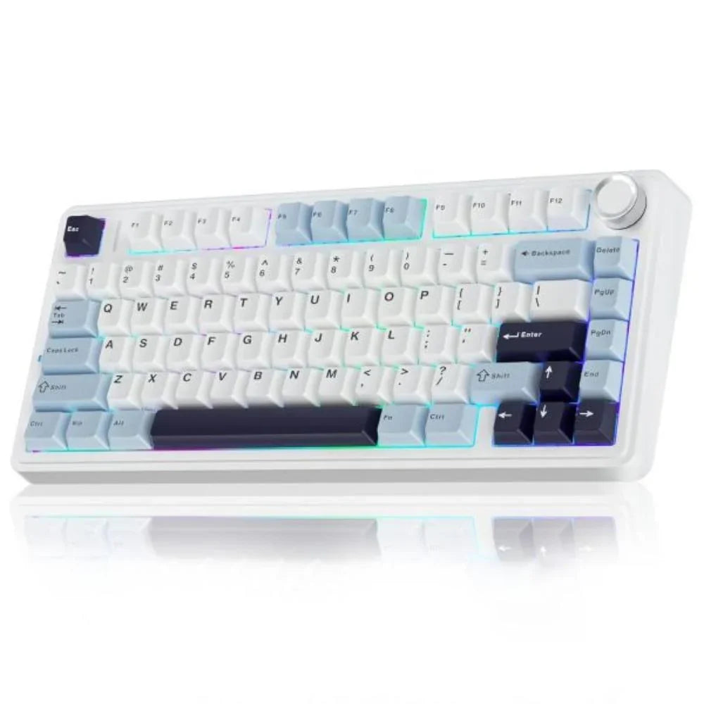 AULA F75 75% Wireless Mechanical Keyboard 2.4GHz/Type-C/Bluetooth Gaming Keyboard - (AULA-F75-ice-blue-reaper) - Navgun Global