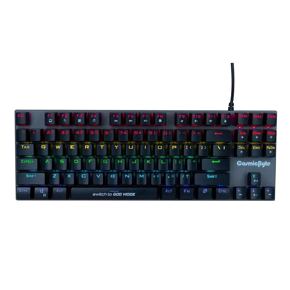 Cosmic Byte CB-GK-25 Pandora TKL Mechanical Keyboard Upgraded with Swappable Outemu Blue Switches and Rainbow LED (Black/Grey) - Navgun Global