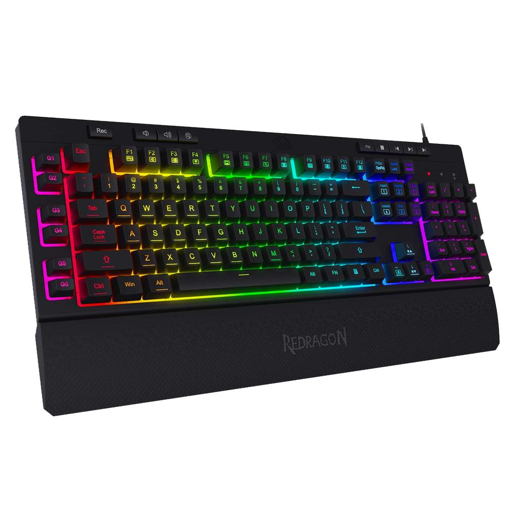 Redragon K512 Shiva RGB Backlit Membrane Wired Gaming Keyboard, Detachable Wrist Rest- Black - Navgun Global