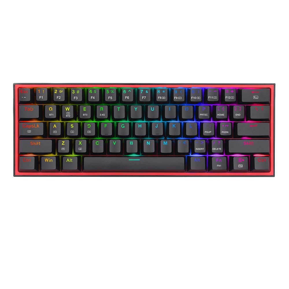 Redragon K616 Fizz PRO 60% 3-Mode Wired, 2.4Ghz Wireless, Linear Red Switch - Navgun Global