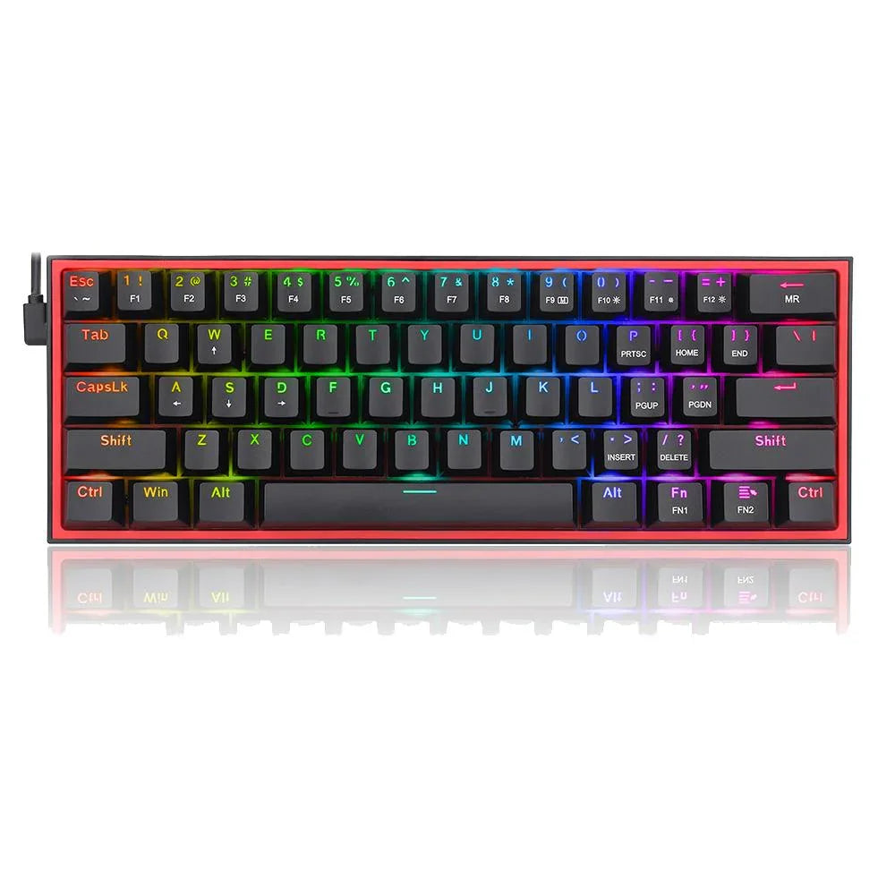Redragon K617 Fizz 60% Wired RGB Gaming Keyboard, 61 Keys Compact Mechanical Keyboard, (Linear RED Switch), Black - Navgun Global