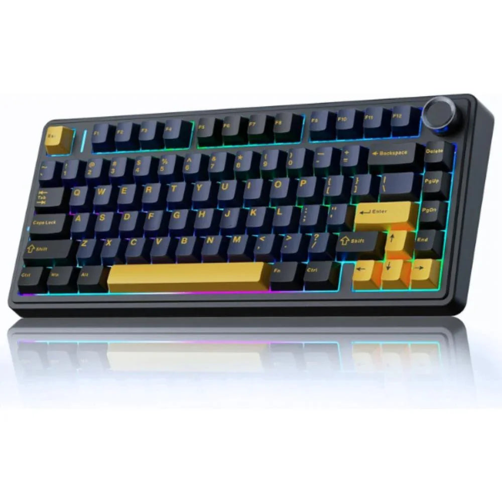 AULA F75 75% Wireless Mechanical Keyboard 2.4GHz/Type-C/ (,Thunder Black – Gray Wood V3 Switch) - (AULA-F75-Thunder–Gray-Wood-V3) - Navgun Global